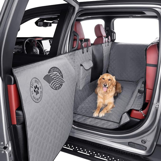 Ruff Liners XL Floor Cover with Door Protection, Gray – As Seen on Shark Tank – Fits Full‑Size Crew Cab Trucks with Fold‑Up Seats, Waterproof & Machine Washable – Sturdy XL Dog Hammock for Truck by RuffLiners