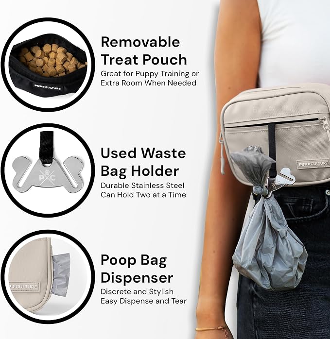 Pup Culture Dog Treat Pouch with Poop Bag Dispenser and Removable Treat Pouch | Cross Body Dog Walking Bag | The Perfect Puppy Training Tool and Even Better Gift - Image 4