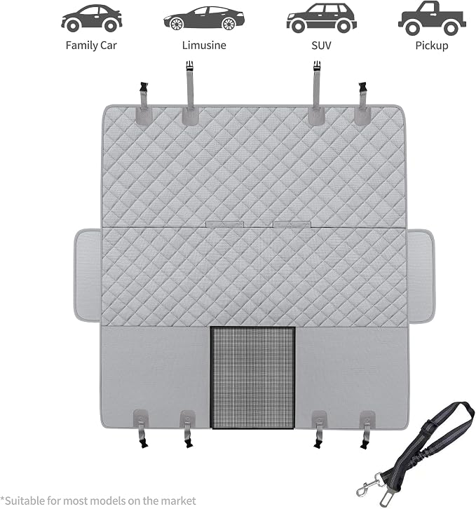 GXT Dog Back Seat Cover Protector for Cars SUV and Trucks with Mesh Window, Scratchproof Nonslip and Waterproof Material - Image 4