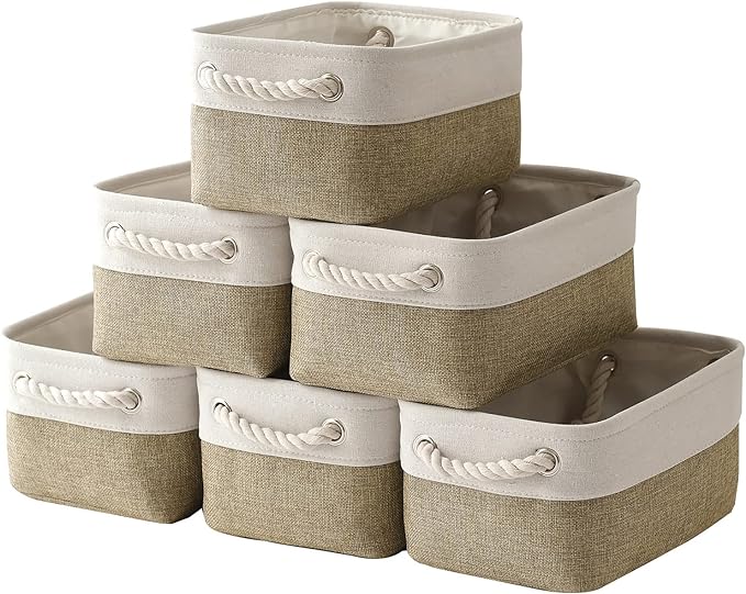 Small Storage Baskets for shelves,Fabric Storage Baskets for closet,rectangular Collapsible baskets for organizing clothes,books,gifts by Sacyic