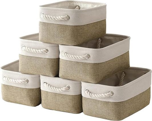 Small Storage Baskets for shelves,Fabric Storage Baskets for closet,rectangular Collapsible baskets for organizing clothes,books,gifts by Sacyic