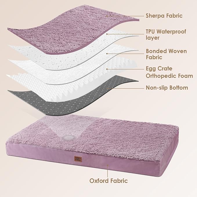 EHEYCIGA Orthopedic Dog Bed Extra Large with Removable Washable Cover, 41IN | Egg Crate Foam Support, Durable Oxford fabric, Non-Slip Bottom, Machine Washable, Soft Waterproof Plush Pet Bed Mat For Crate - Image 4