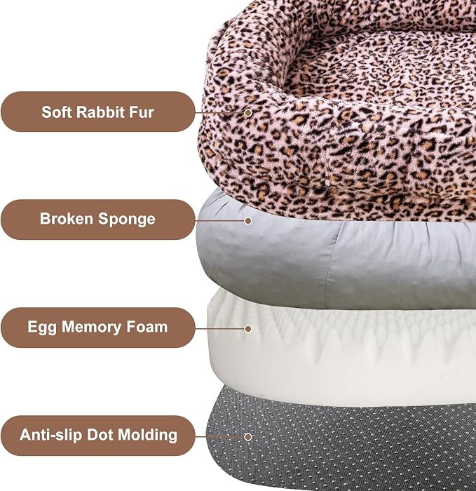 Human Dog Bed for Adult,Large Dog Bed 70"x38"x10" | Orthopedic Washable XL Dog Bed with Memory Foam (Pink leopard print) - Image 5