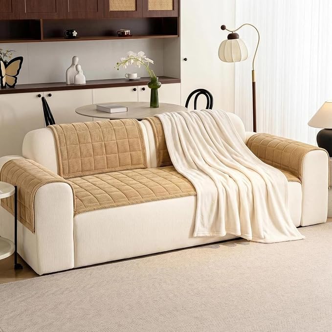 Couch Covers for Dogs Washable, 27.6"x82.7" Non Slip Couch Covers for Loveseat Sofa Pet Friendly, Soft Fuzzy Sofa Covers for Pet, Dog Couch Cover Furniture Protector(1PC,Light Brown) - Image 2