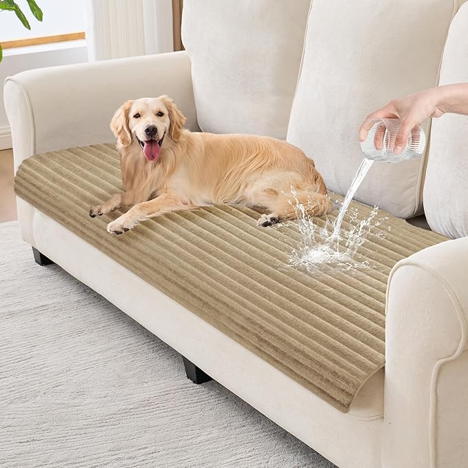 100% Waterproof Couch Covers for Dogs, 35"×70.9" Washable Couch Cover, Non Slip Sectional Couch Covers for 3 Cushion Sofa Cover Pet Friendly, Cat and Dog Couch Bed Cover-Camel by Unknown