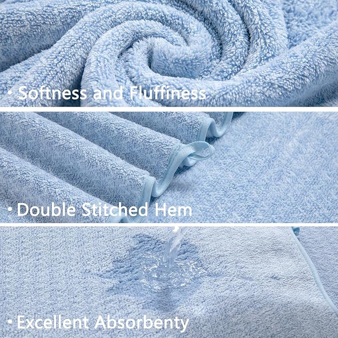 Ycosy 18 Piece Bath Towels Set,100% Microfiber Family Bathroom Towel with Hanging Loops-6 Bath Towels,6 Hand Towels,6 Washcloths,Quick Dry Highly Absorbent Shower Towel for Bathroom,Hotel,Spa-Blue - Image 9