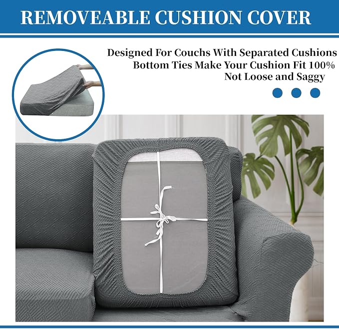 XINEAGE 2026 New 2 Pieces Chair Covers with Arms Super Stretch Chair Slipcover for Living Room Pet Dog Universal Slip Cover Anti Slip Armchair Furniture Protector (Light Gray), 31"-46"(1 Cushion) - Image 7
