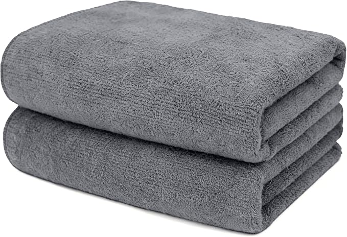 UNIMADE 2 Pack Gym Towels Set - Microfiber Salon Towels | Highly Absorbent and Quick Drying Premium Hand Cloths for Bathroom, Gym, Shower, Hotel, and Spa - 16x27 inch (Grey) by Unimade