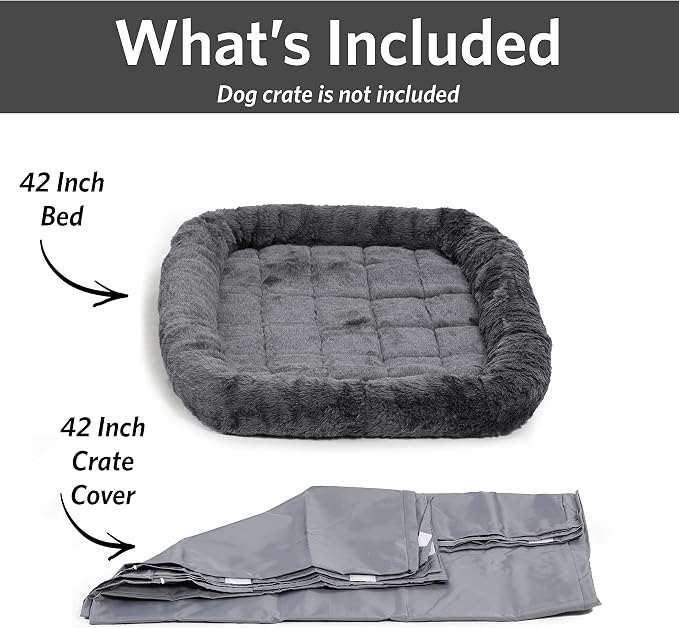 New World Dog Crate Comfort Kit by, Matching Dog Crate Cover & Dog Bed to Make Your Dogs Crate Their Home, Compatible with Midwest Homes for Pets & New World Dog Crates, Fits 42-Inch Dog Crate, Gray - Image 4