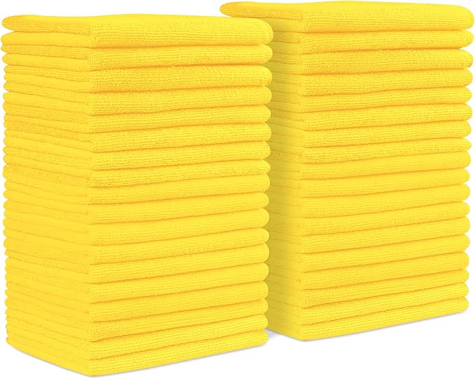 Yellow Microfiber Towels (Value Pack of 36) Size 16" x 16" Large, Highly Absorbent Cleaning Rags, Lint Free Towels, Reusable and Washable, Microfiber Towel for Cars by Unknown