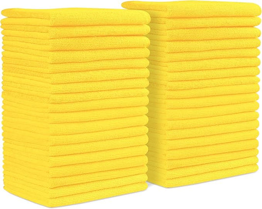 Yellow Microfiber Towels (Value Pack of 36) Size 16" x 16" Large, Highly Absorbent Cleaning Rags, Lint Free Towels, Reusable and Washable, Microfiber Towel for Cars by Unknown