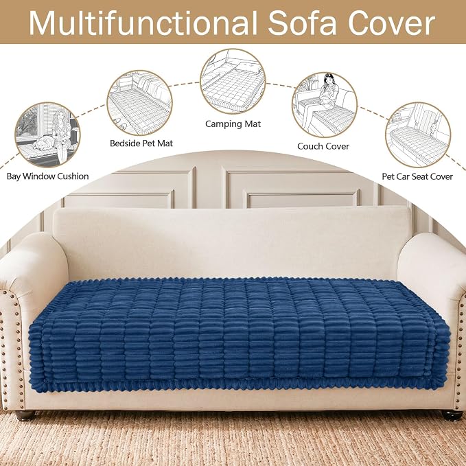 hyha Couch Cover for Dogs, Washable Non Slip Plush Flannel Sofa Protector | Thick Flannel, Silicone Anti-Slip Backing, Pet Hair & Scratch Protection, Fits Sofa & Loveseat (35.4" x 35.4") - Image 3