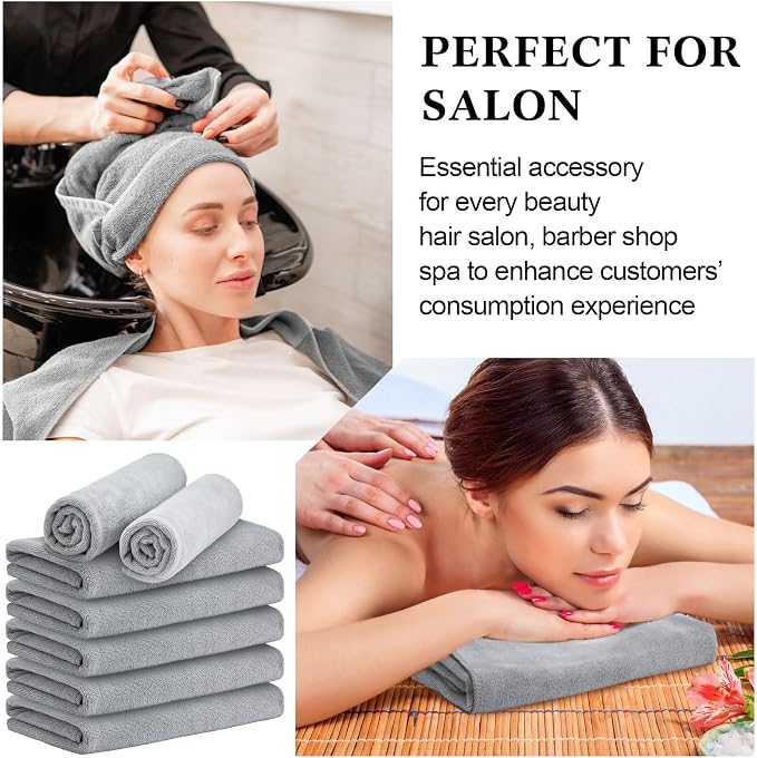 SmoothNovelty 36 Pcs Microfiber Gym Towel 16 x 28 in Bleach Proof Towels Absorbent Soft Sweat Towels Quick Dry Lightweight Towel for Hand Salon Bath Spa Hotel Pool Home Hair Care(Light Grey) - Image 6
