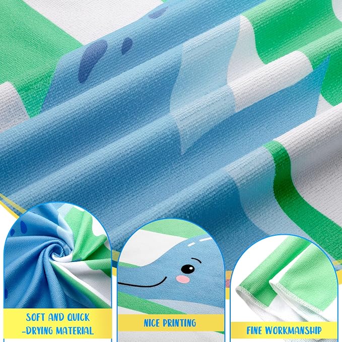 Buryeah 10 Pcs Beach Towels 30 x 60 Inch Quick Dry Absorbent Beach Blanket Seahorse Dolphin Turtle Crab Jellyfish Flamingo Pineapple Sunflower Towel for Kids Sports Pool Picnic Camping Travel Swim - Image 3