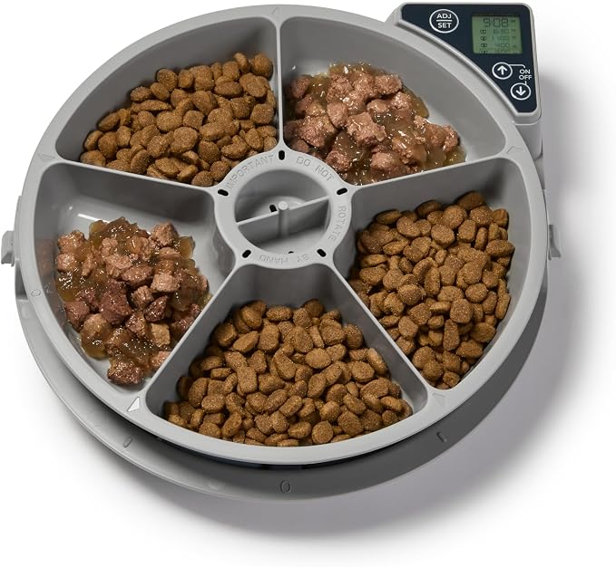 Cat Mate C500 Automatic 5 Bowl Digital Timer-Controlled Pet Feeder - for Cats and Small Dogs, Wet or Dry Food, Includes Twin Ice Packs, 5 Meals Up to 0.73 lb Each, White - Image 5