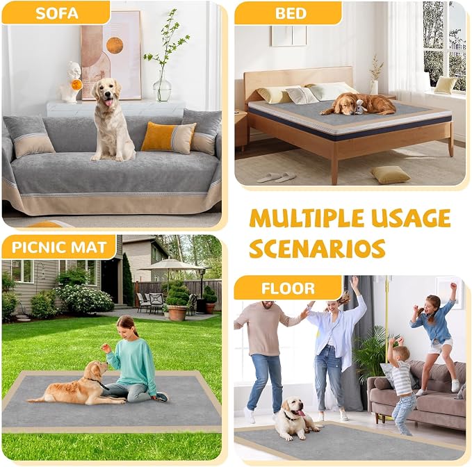 Waterproof Non-Slip Couch Cover for Pets & Dogs, Gray 79" x 134" | Pet Sofa Cover, Washable, Pet Friendly, Anti Cat Scratch, Furniture Protector, for 3 Cushion Couch Sectional L Shaped Sofa - Image 8