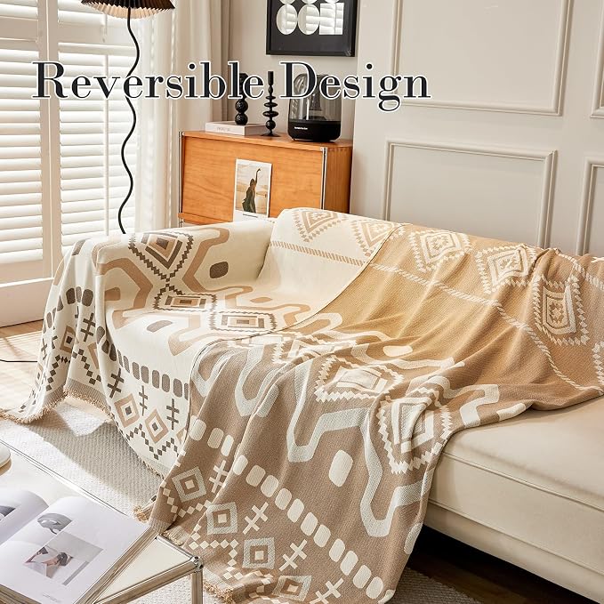 Homcosan Couch Sofa Cover Chenille Sectional Sofa Cover Non Slip Couch Cover for Dogs Washable Chenille Couch Cover Boho Sofa Slipcover for 3 Cushion Couch-Khaki - Image 3