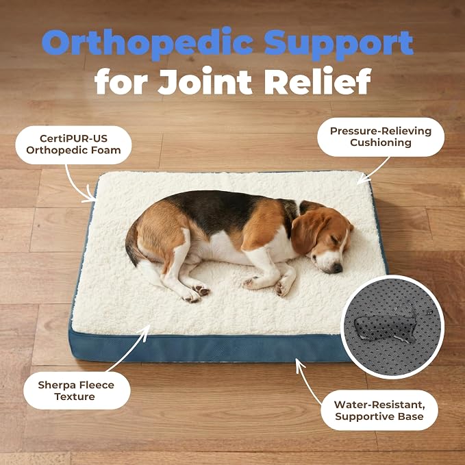 Best Pet Supplies Orthopedic Dog Bed with Memory Foam, Washable Dog Crate Mat for Small, Medium & Large Dogs, Thick Mattress for Crates, Kennels or Floor, Waterproof Pet Bed - Blue, 41 x 29 x 4 - Image 3