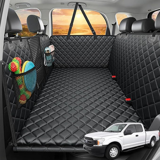 URPOWER Back Seat Extender for Dogs, Large Hard Bottom Dog Car Seat Cover | Supports 550 lbs, Stable 3-Panel Hard Bottom, Added High-Density Foam for Comfort, Waterproof 900D Oxford, 45% More Space by URPOWER