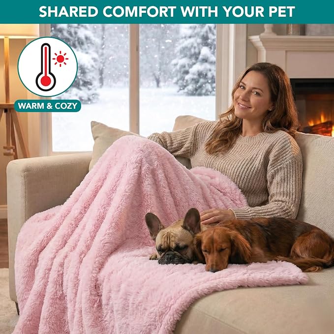 PetAmi Fluffy Waterproof Dog Blanket for Couch and Bed, Reversible Sherpa Pet Throw, Pee Proof Furniture Protector Sofa Cover, Washable Cat Blanket for Small Medium Dogs and Cats (Pink Blush, 29x40) - Image 5
