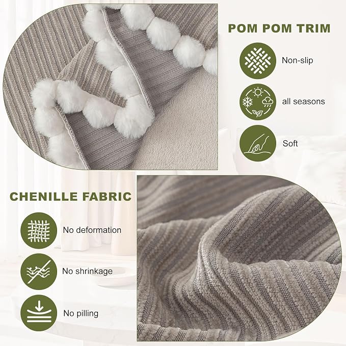 ROOMLIFE Boho Couch Covers for Sofa Washable for 3 Cushion Couch Chenille | Furniture Protector Sofa Couch Cover for Dogs, Soft Breathable Sofa Slipcover, Couch Throw Blankets with Tassels 71''X134'' - Image 3