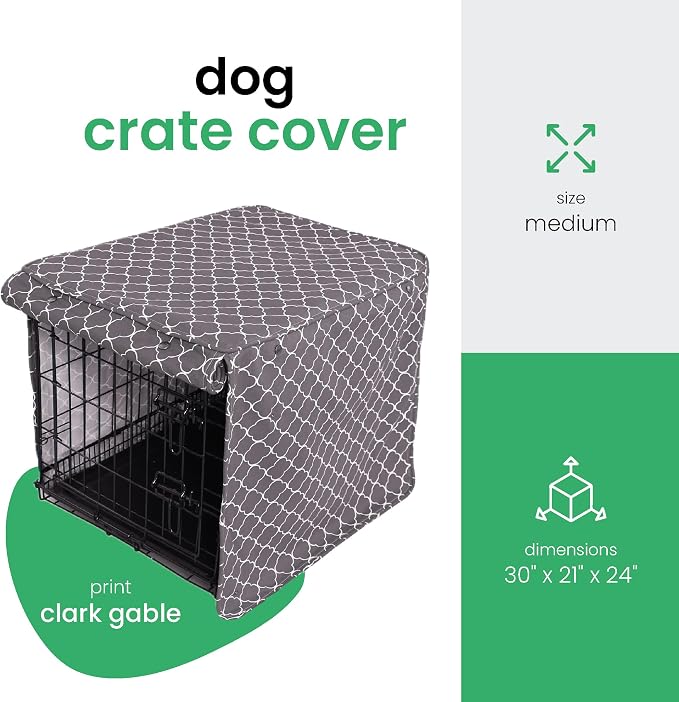 Molly Mutt Clark Gable Dog Crate Cover, 100% Cotton Canvas Cover with 2 Roll-Up Panels, Ideal for Dog or Cat Crate, Durable, Washable, and Free of Harmful Chemicals, 30" x 21" x 24" - Image 2