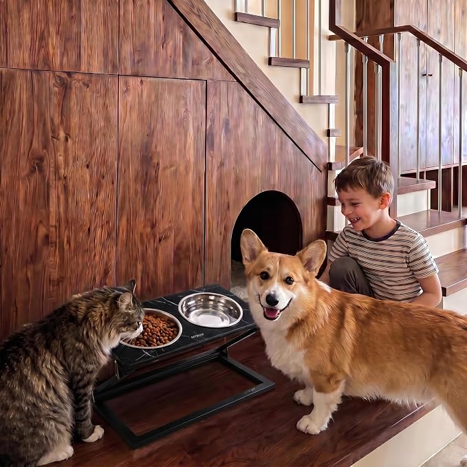 Elevated Dog Bowl, Adjustable Height and Tilt Angle Dog Bowl Stand | Precisely Adjust Height And Tilt Angle, Easy To Clean, Equipped With 2 Stainless Steel Food Bowls, Sturdy And Durable. - Image 7