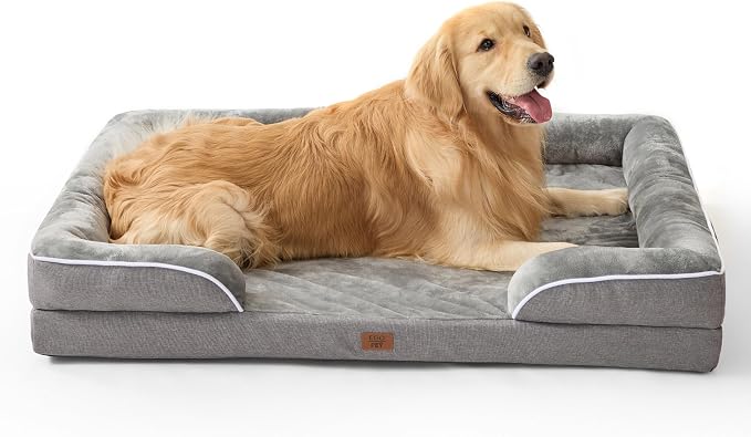 EGOHOME Orthopedic Dog Bed with Sides for Large Dogs 44x32x6.5in Grey | Water Resistant Egg Crate Foam Dog Couch with Removable Washable Cover & Non-Slip Bottom, Comfort Support Pet Sofa by Unknown