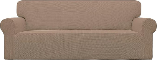 Easy-Going Stretch Couch Covers for Sofa Washable Large Camel | 1-Piece Sofa Covers for 3 Cushion Couch Furniture Protector Couch Slipcover Soft with Bottom for Kids Pets by Easy-Going