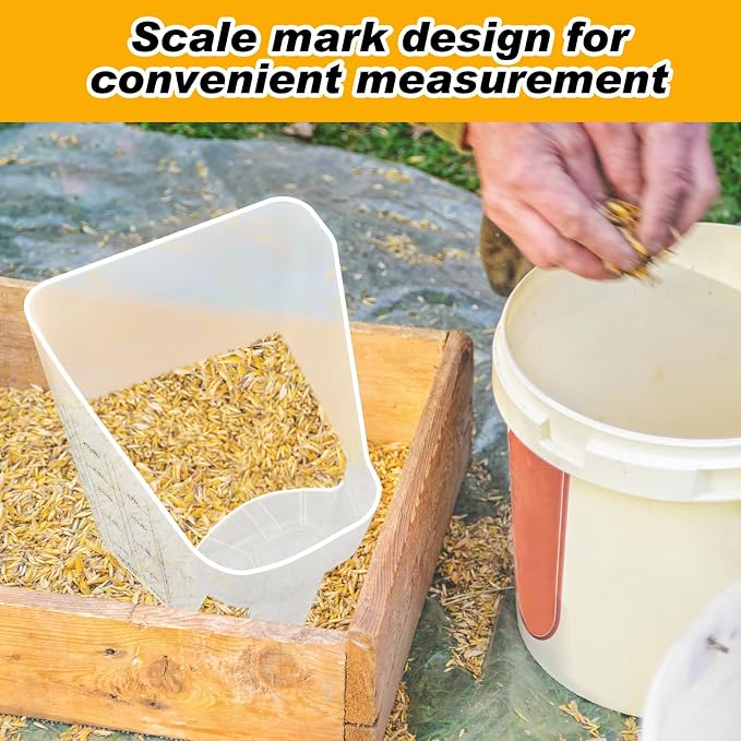 Uiifan 2 Pcs 3 Quart Horse Feed Scoop with Measurements, Heavy Duty Plastic Livestock Measuring Scoop for Grain, Pellets, Oats, Sweet Feed, Goat, Sheep and Cattle Supplies (White) - Image 4