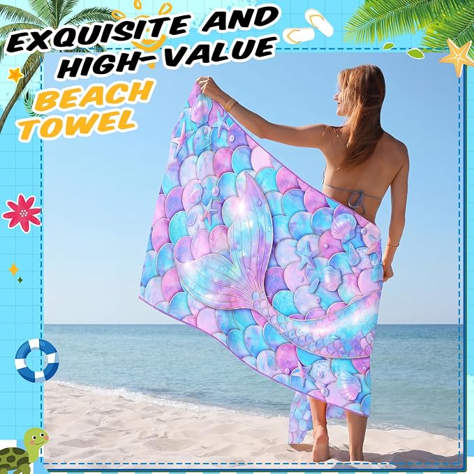 Remagr 6 Pcs Oversized Microfiber Beach Towels Bulk 60"x 28" Extra Large Quick Dry Absorbent Sand Free Towels for Adults, Pool, Travel, Swim, Yoga, Gym (Oceans and Animals) - Image 3