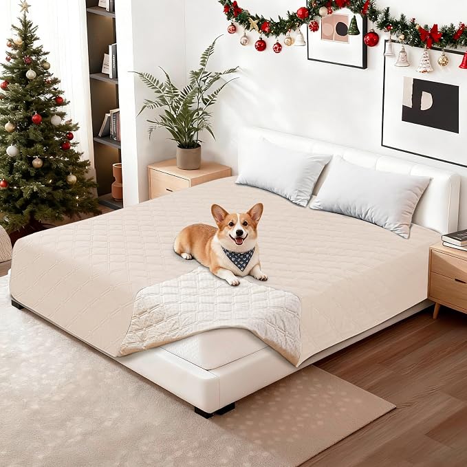 Waterproof Dog Bed Cover Pet Blanket, Soft Couch Cover for Dogs Washable, Non-Slip Dog Blanket Protect Furniture Couch Sofa Car for Puppy Large Dogs Cat (30x70 Inch, Beige) - Image 8