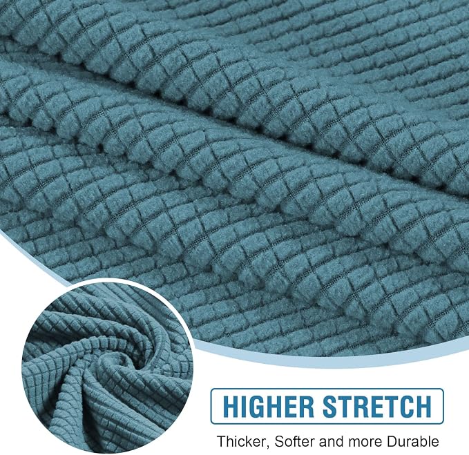 H.VERSAILTEX Sectional Couch Covers 3 Pieces Sofa Seat Cushion Covers L Shape Separate Cushion Couch Chaise Cover for Both Left/Right Sectional Couch (Seat Only: 1 Chaise + 2 Sofa, Storm Blue) - Image 4
