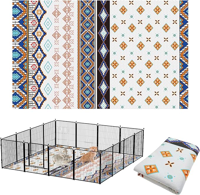 BNOSDM 79" X 55" Washable Bunny Cage Liners Large Rug for Rabbits Large Non Slip Pad for Bunnies, Rabbit Playpen Mat for Chinchillas Cats Guinea Pigs Ferrets Dogs by BNOSDM