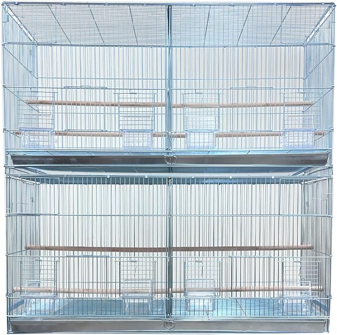 LOT of Extra Large 35.5" x 18" x 19"H No Rust Stainless Galvanized Zinc Plated Stackable Breeder Bird Flight Cage with Removable Center Divider and Breeding Nest Doors - Image 7
