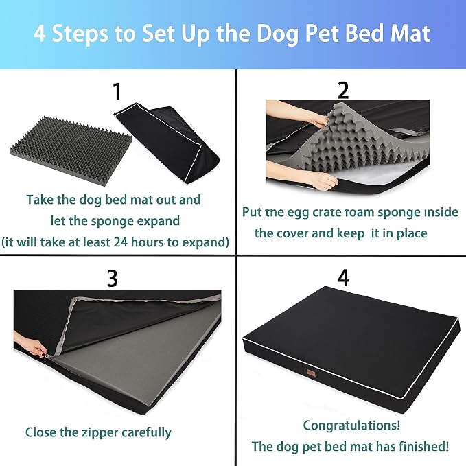 Black 54''x42''x4 Jumbo Large Orthopedic Dog Bed | Soft, Waterproof, Egg Foam, Pet Crate Beds Mat, Kennel Pads, Removable Washable Cover,Non-Slip Bottom,Anti-slip oxford fabric - Image 6