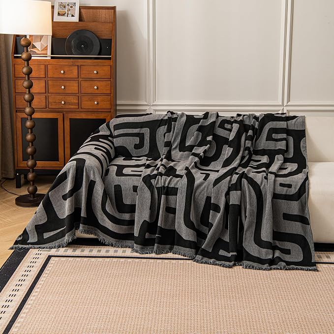 ROOMLIFE Couch Cover 3 Cushion Sofa, Washable Non Slip Furniture Sofa Protector Cover, Soft Chenille Sofa Slipcovers Sectional L Shape Dogs Couch Cover Throw Blanket with Tassels 71''X134'' - Image 7