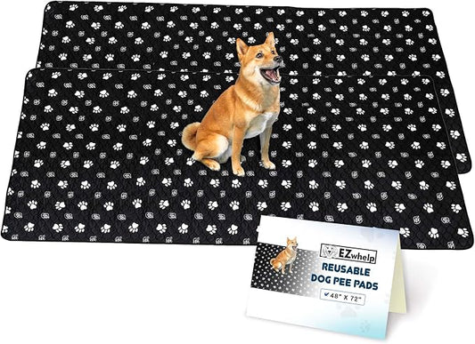EZwhelp Reusable Dog Pee Pads, Washable Waterproof Mats for Dog Potty Training or Whelping Pads, 48x72 Inch, 2 Pack by EZwhelp