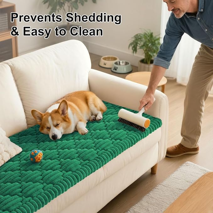 Smiry Couch Cover for Dogs Washable, Non Slip Fuzzy Pet Sofa Protector | Soft Thick Furniture Cover for Sofa, Loveseat and Sectional, Scratch & Pet Hair Resistant (Emerald Green, 27.6" x 88") - Image 5