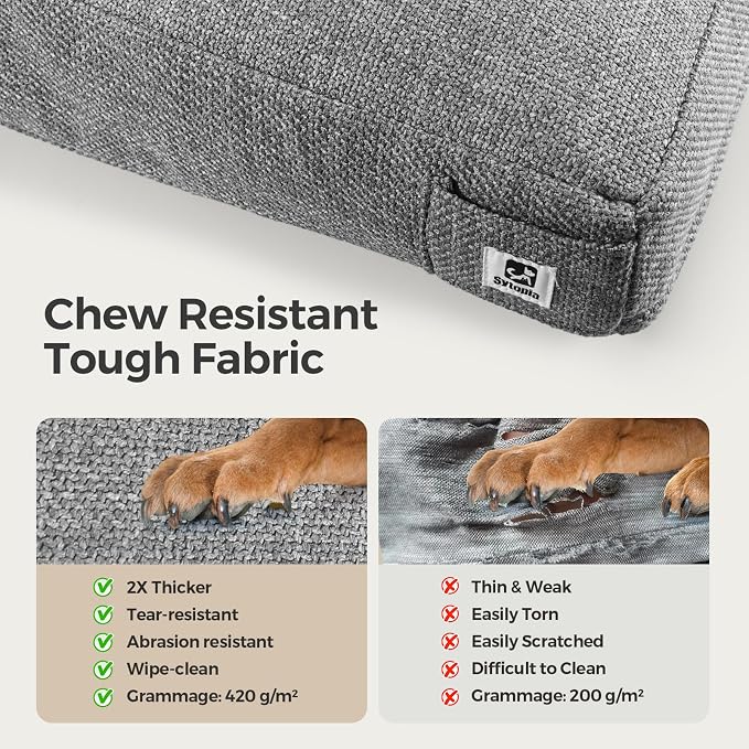 Sytopia 47 Inch Indestructible Durable Dog Beds for XXL Dogs, Chew Proof Waterproof Pet Crate Pad with Machine Washable Removable Cover, Great for Indoor, Outdoor, Crate, Patio Use, Grey - Image 7