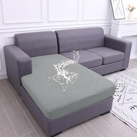 hyha Waterproof Sectional Couch Covers, Non Slip Sofa Cushion Covers | L Shape Sectional Fit, Stretch Jacquard Fabric, Elastic Bottom, Waterproof Protection (1 Piece for Chaise XL) by hyha