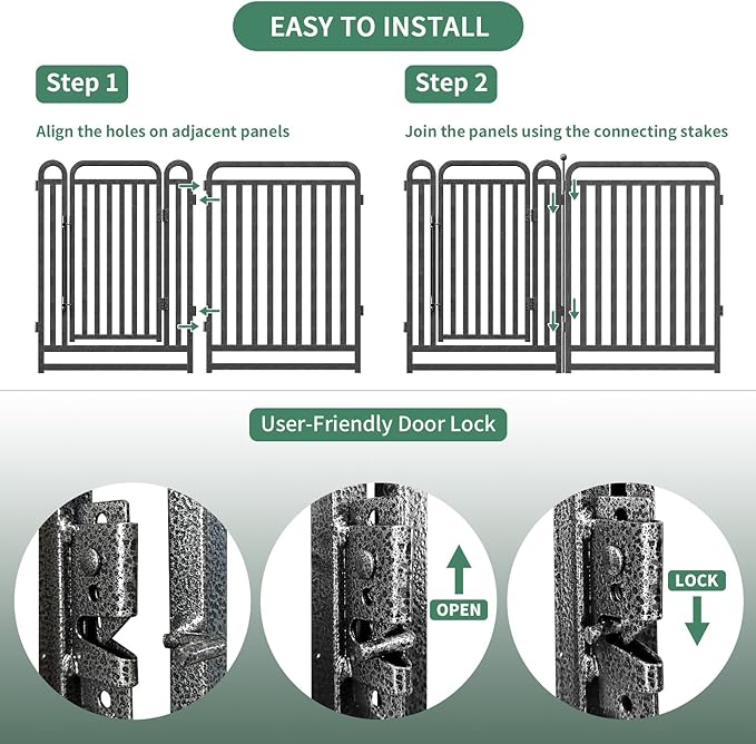 40 Inch Dog Playpen Outdoor, 32 Panels Puppy Playpen Heavy Duty Dog Play Pen Indoors, Rust Resistant Dog Pen for Large/Medium/Small Dogs, Dog Fence for RV Camping