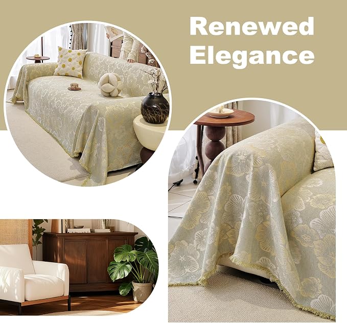 ROOMLIFE Boho Couch Covers for Sofa Washable for 2 Cushion Couch Chenille | Furniture Protector Sofa Couch Cover for Dogs, Soft Breathable Sofa Slipcover, Couch Throw Blankets with Tassels 71''X118'' - Image 5