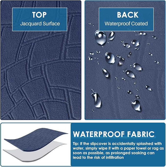 MAXIJIN Waterproof Couch Cushion Covers Individual Love Seat Cushion Cover Stretch Sectional Sofa Slipcovers with Elastic Bottom for Dogs Pets (1 Piece for Loveseat, Navy Blue) - Image 3