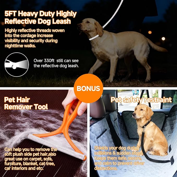 PETTALK Deluxe 2 Sided Dog Car Cover for Back Seat,Waterproof Protector | 2 Sided for Double Comfort 4 Seasons,Durable Heavy Duty,Anti Scratch,Non-Slip,Odorless,Cars SUVs Truck,Dog Seat Belt Included - Image 7