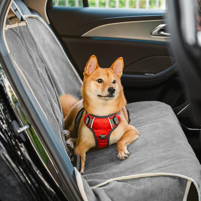 FUNNY FUZZY Dog Car Seat Cover for Back Seat, Back Seat Pet Cover for Dogs Waterproof, Scratchproof Dog Backseat Cover, Non-Slip Bench Car Seat Protector, Universal Fit Most Cars, SUVs, Trucks, Grey - Image 8