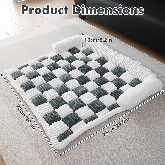 TOPCHANCES Dog Couch Cover,Thickened Quilted Plaid Funny Fuzzy Pet Couch Covers for Sofa,Washable Non Slip Pet Mat Sofa Dog Cover Protector for Large Dogs(Gray,36x36inch) - Image 4