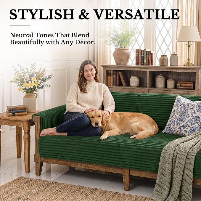 Smiry Waterproof Couch Cover for Dogs, Washable Non Slip Plush Protector | Waterproof Protection, Plush Flannel, Non Slip Backing, Pet Hair & Scratch Protection, Soft Cover (36" x 82.7") - Image 2