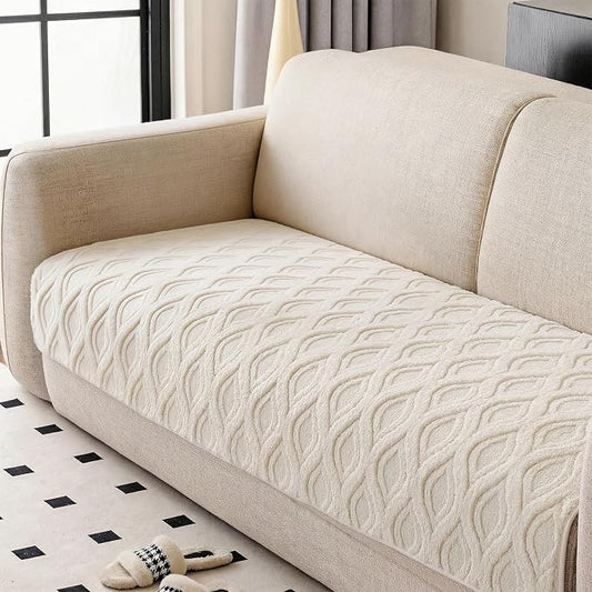 KRFOONN Couch Cover for Dogs Non Slip Washable Plush Sofa Protector Beige | Pet Sofa Slipcovers for 3 Cushion Couch, Scratch Resistant, Boho Pet Covers for Couches & Sofas (35.5" x 71") by KRFOONN