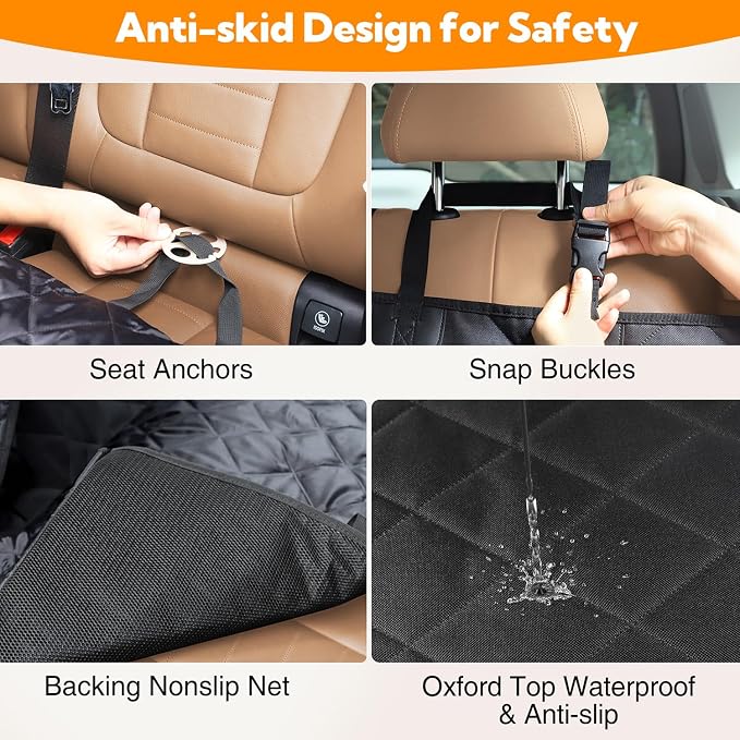 Kytely Dog Car Seat Cover for Back Seat,600D Heavy Duty Dog Hammock for Car with Side Flap,100% Waterproof Pet Backseat Cover, Anti-Scratch Nonslip Pet Seat Protector for Cars Trucks and SUV - Image 7
